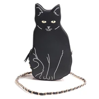 new black cat novelty crossbody chain bag for women street fashion animal cute cool unique funny cross body purse messenger bag