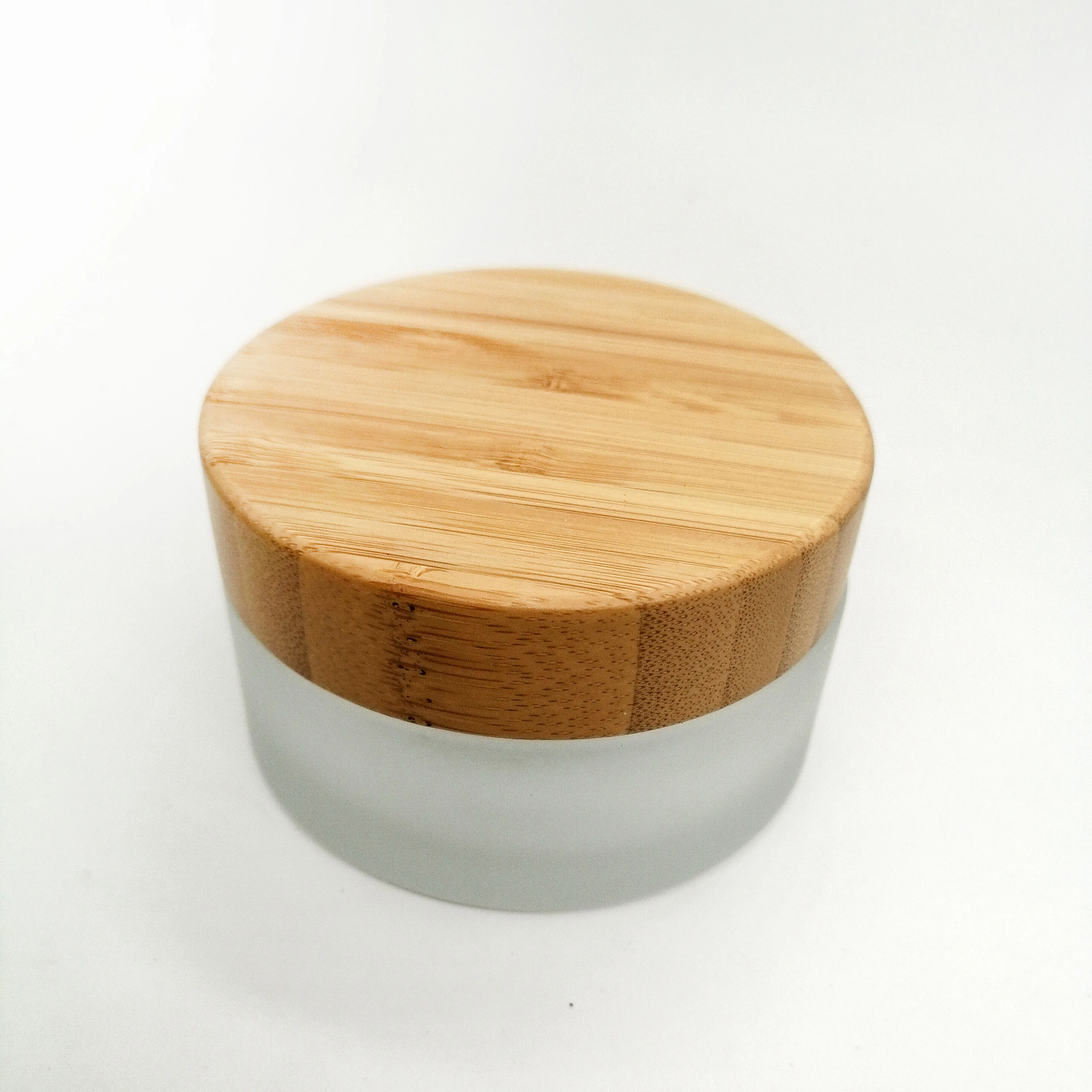 

100g frosted glass cosmetic cream empty jar skin care mask eye cream packaging container with bamboo cover lid