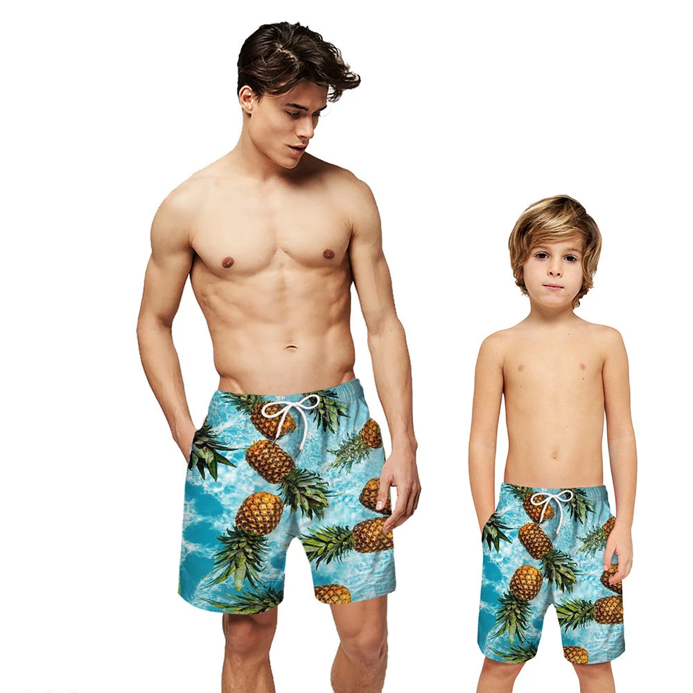 

Parent-child Pants 3D Digital Printing Men's Beach pant Beach Trunks Men's Swimwear Swim Shorts Board Shorts Casual Loose Shorts