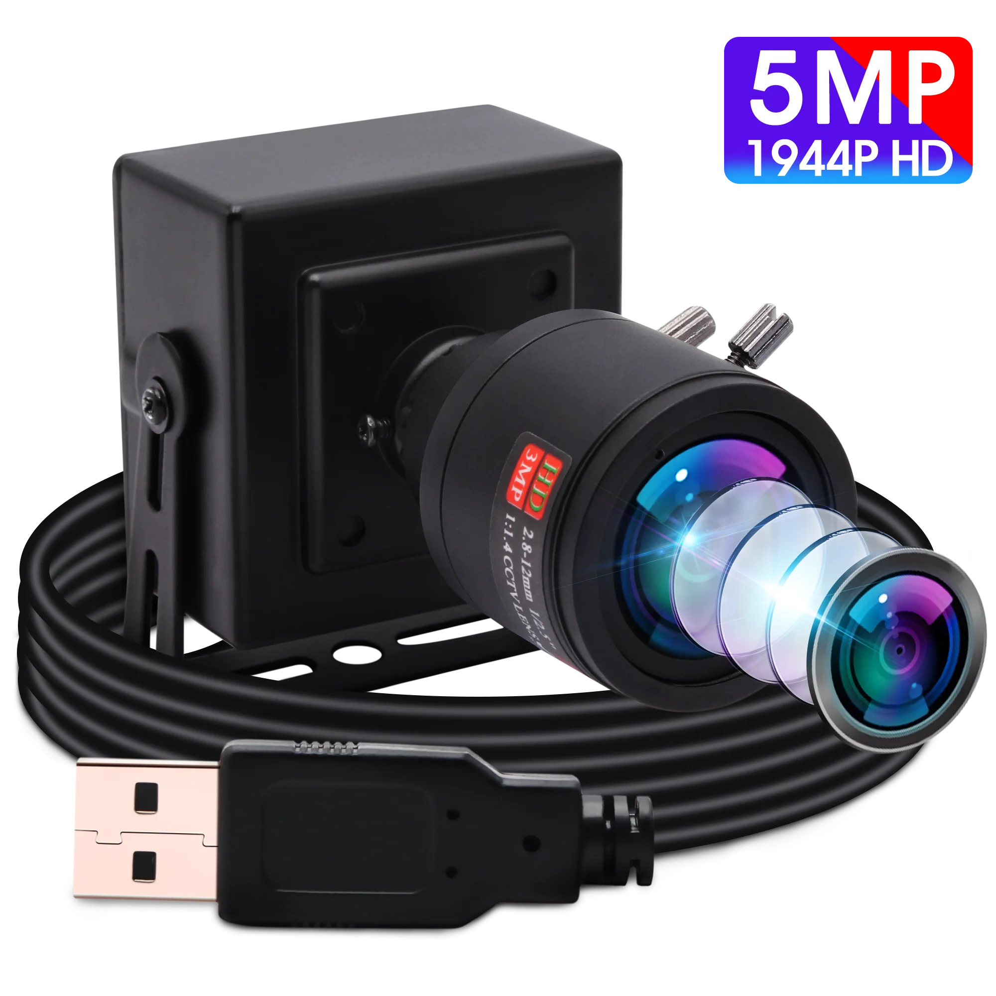 

5MP High Definition CMOS OV5640 MJPEG Manual Zoom Varifocal 2.8-12mm Lens Mini USB Camera Android Linux Windows ,Free shipping