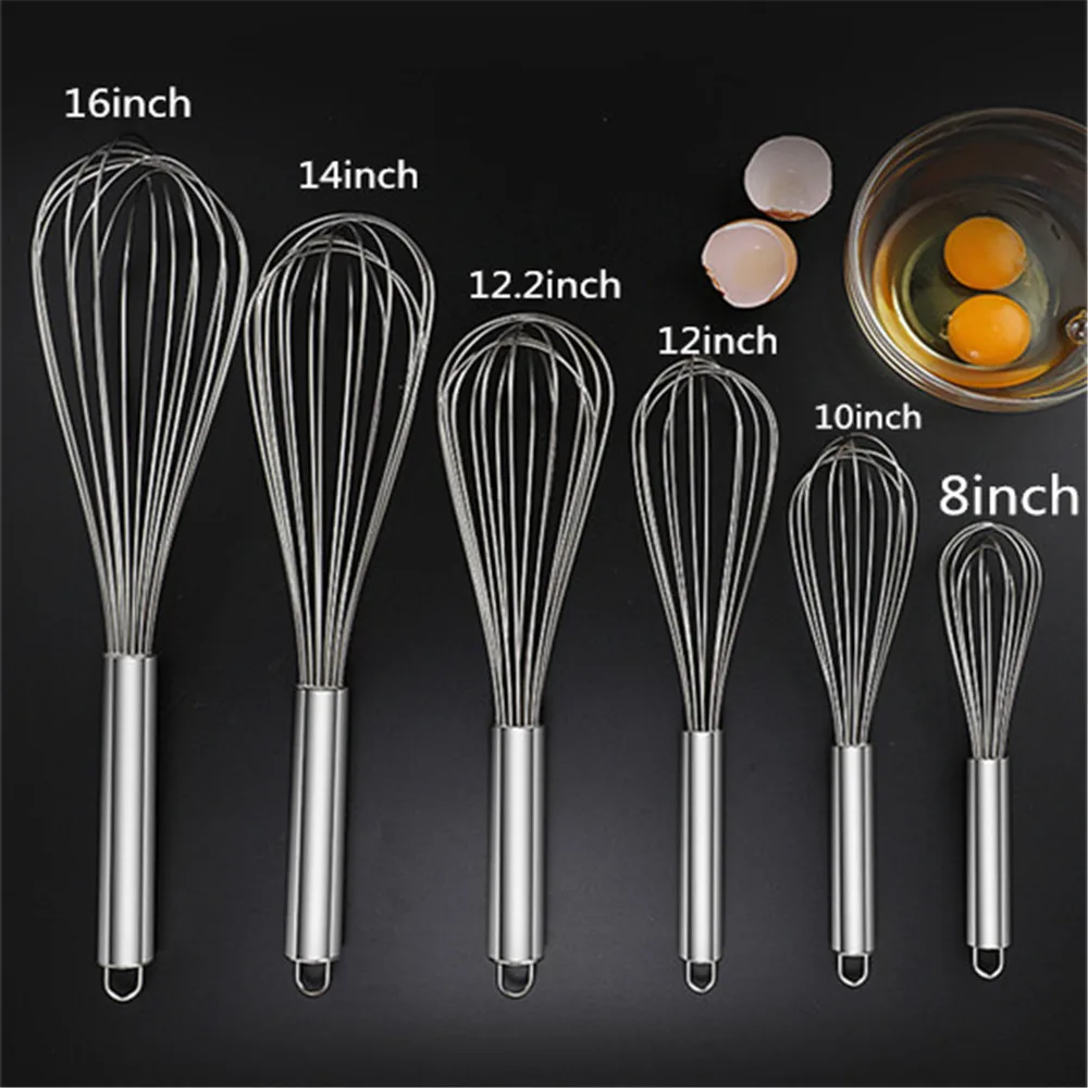 

6 Sizes Silver Handle Stainless Steel Balloon Egg Tools Home Kitchen Manual Milk Cream Whisk Stirring Egg Beater Whisk