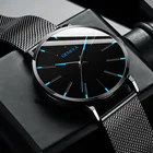 Minimalistischen Мужская мода Uhren Luxus Ultra Dunne Quarzuhr деловая сетка Edelstahl Gurtel Armbanduhr reloj hombre