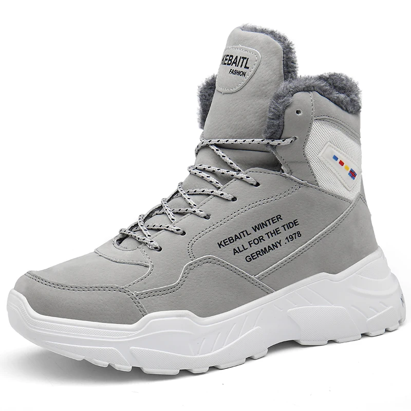 

Мужские ботинки, новинка 2019, зимние уличные кроссовки, мужские зимние ботинки, теплые плюшевые ботильоны, удобная мужская обувь на толстой п...