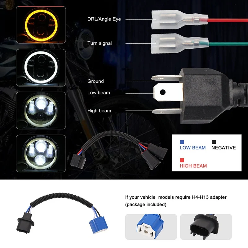 

Motorcycle 5.75" LED Headlight Projector For motor Motorcycle Full Circle Angel Eyes High Low Beam Turn Signal Moto Headlight