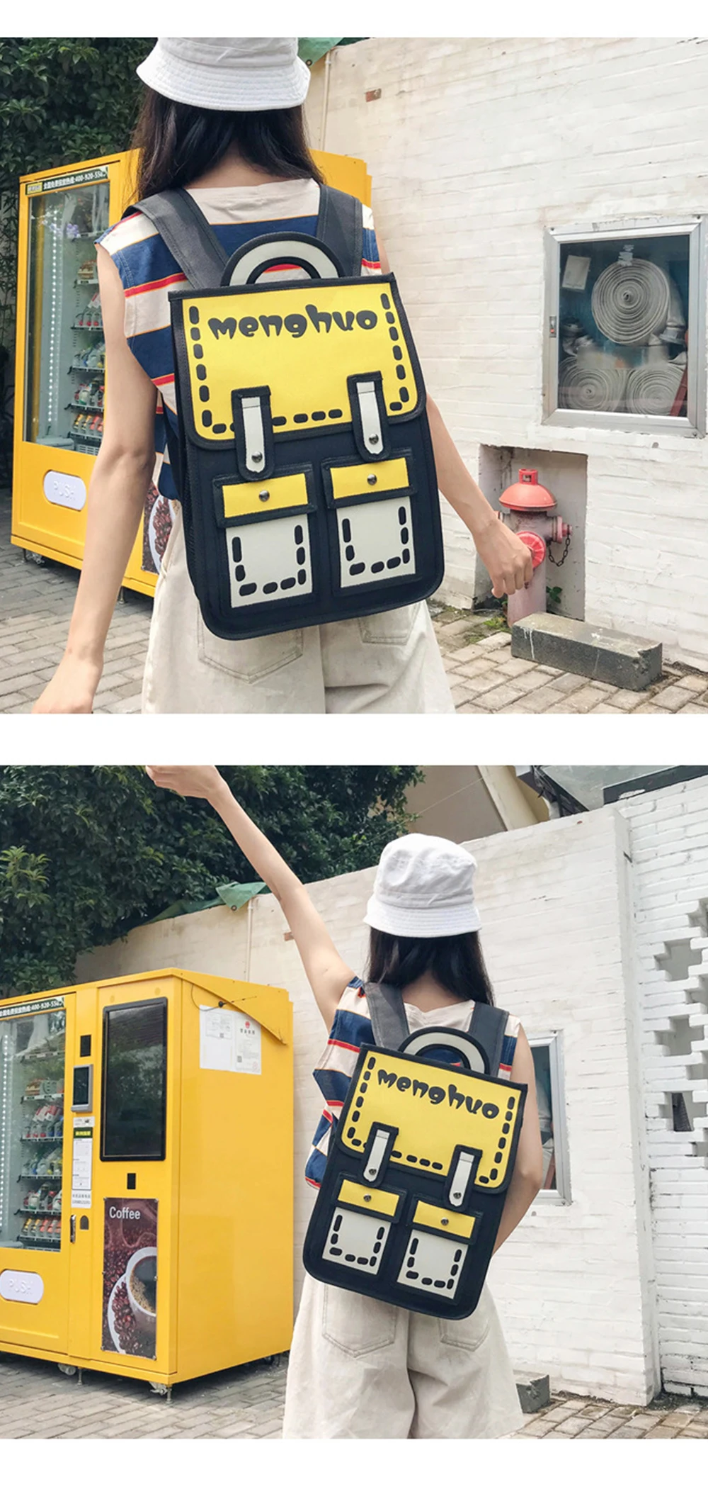 B02093 персонализированные ACG аниме стиль женский рюкзак мужской ранец контрастный цвет школьные сумки на плечо для девочек-подростков сумки