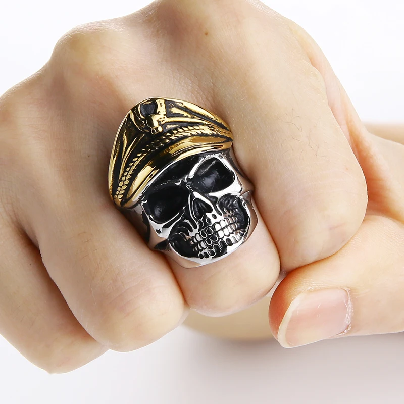 Мужская кепка с орлом Valily Крутое кольцо в стиле панк черепом байкерское из