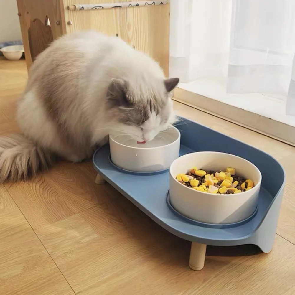 

Cat Dog Double Food Kitten Elevated Bowl Felix Plates Ceramic Protect Cervical Spine Anti Overturning Splashing Water Supplies