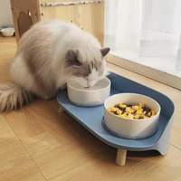 cat dog double food kitten elevated bowl felix plates ceramic protect cervical spine anti overturning splashing water supplies