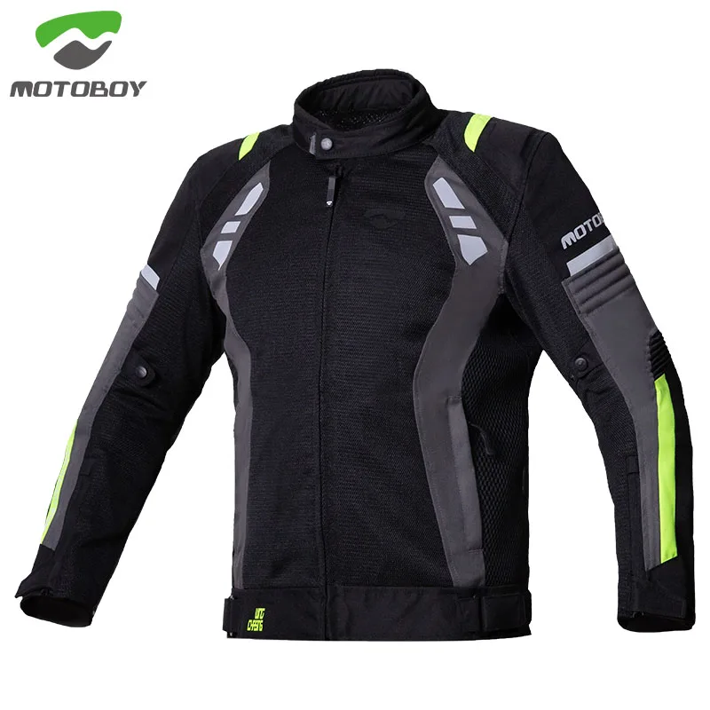 

MOTOBOY Summer Breathable Green Red Stylish Men's Motorcycle Jacket with Detachable CE Protection Armor/ Motocross Accessories