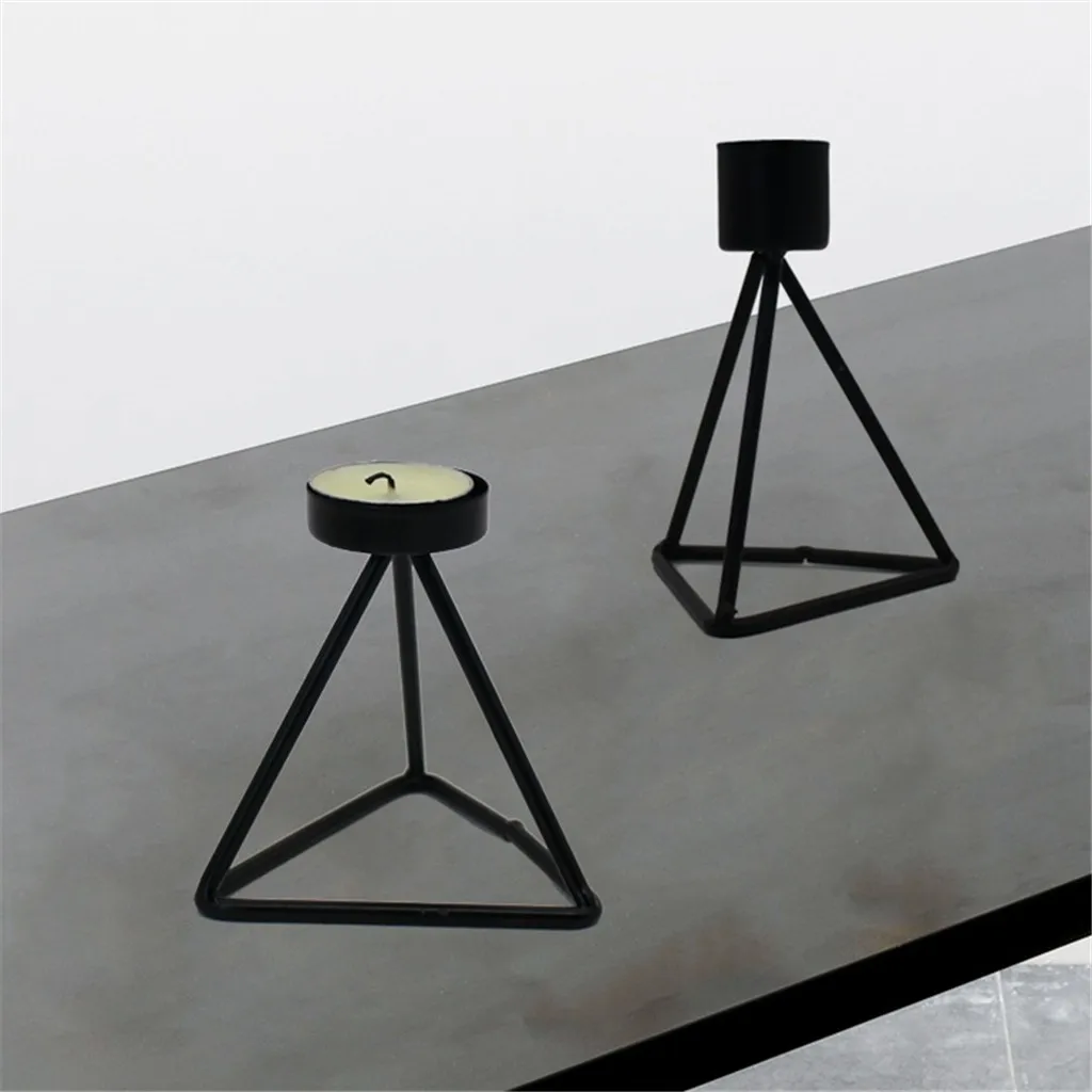 Подсвечник в скандинавском стиле черный геометрический подсвечник из кованого