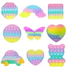 Ручка для игры, фиджет, квадратная антистрессовая новая Радужная пузырьковая наживка для рук, сжимаемая игрушка для снятия стресса, рождественские игрушки