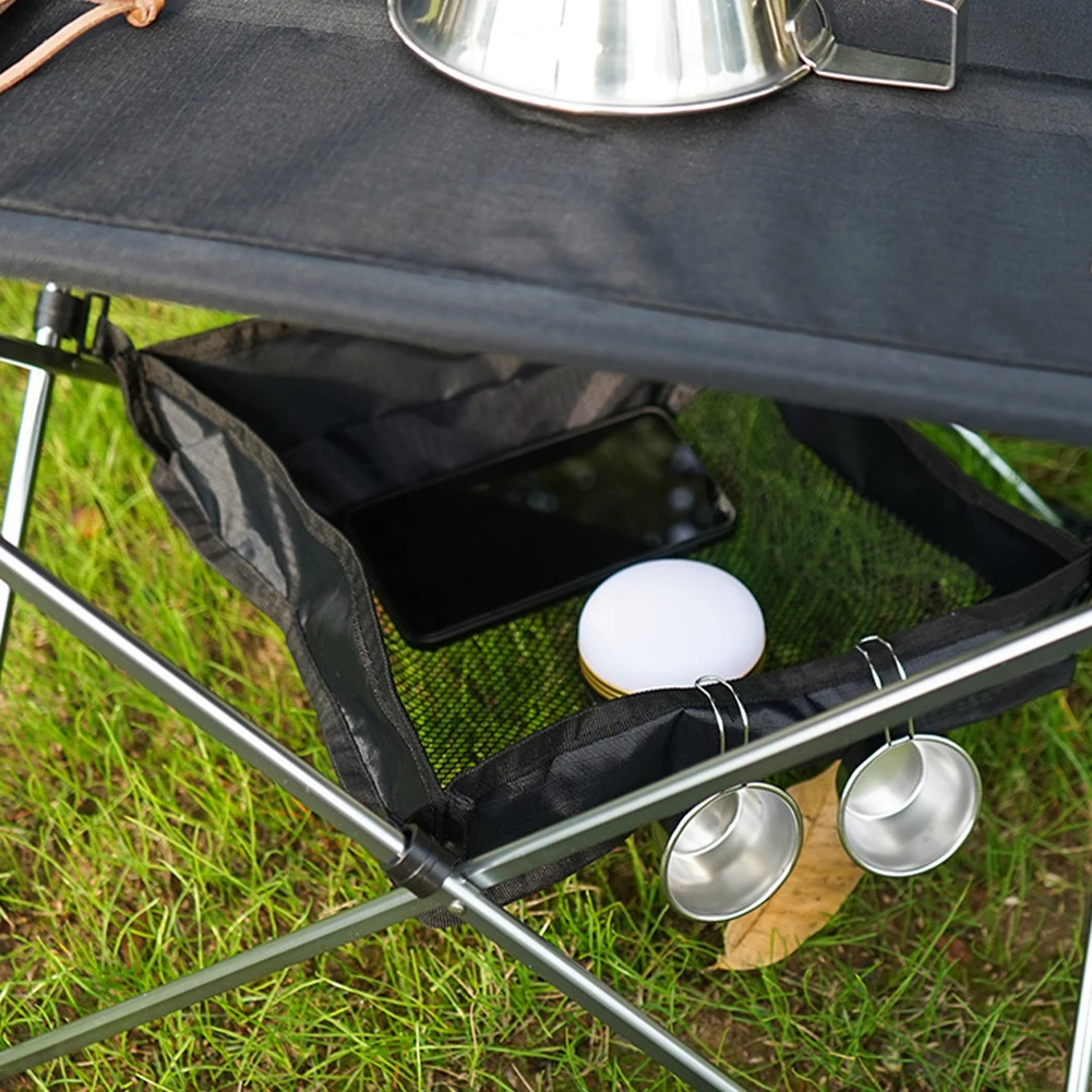 

Portable Folding Table Storage Hanging Basket Picnic Table Hanger Storage Net Outdoor Camping BBQ Table Rack Accessories
