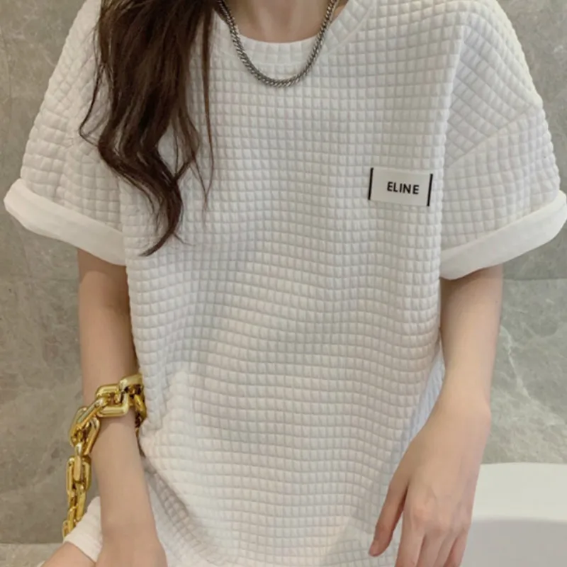 

Short Sleeve T-shirts Women Letter Print O-neck Simple Loose Casual Trendy Tops Korean Style Y2k Basic Chic Outwear Ladies Tees