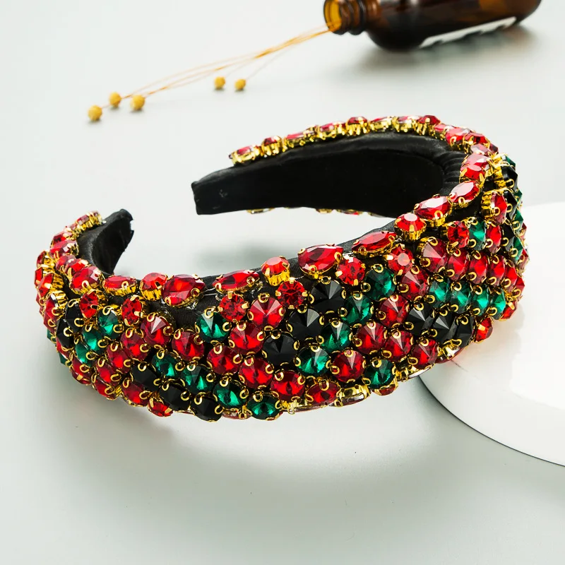 

Gorgeous Baroque Hair Jewelry Bohemian Padded Crystal Crown Headbands Exaggerated Rhinestone Tiara Hairbands For Women Wedding