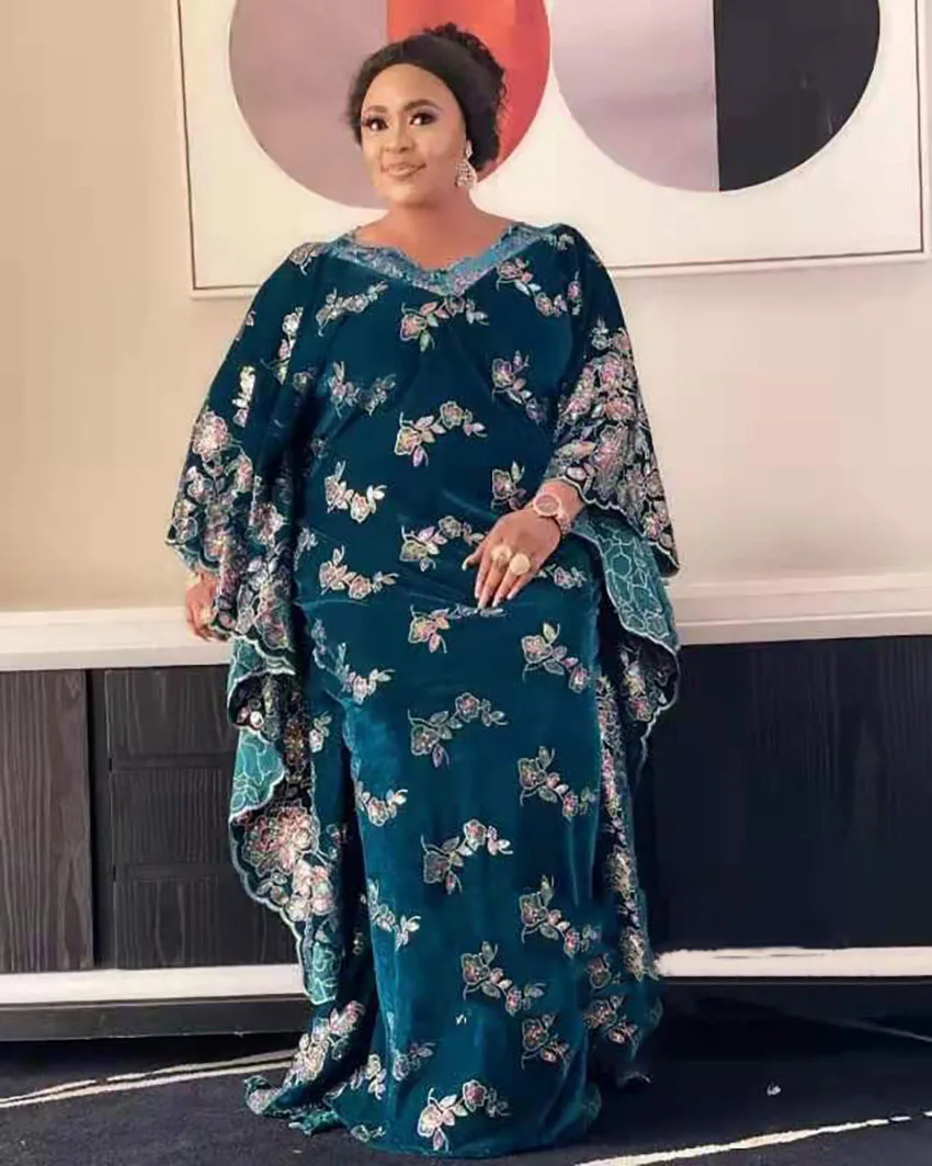 Новый стиль африканские женские Дашики модные бархатные ткани вышивка кружево с