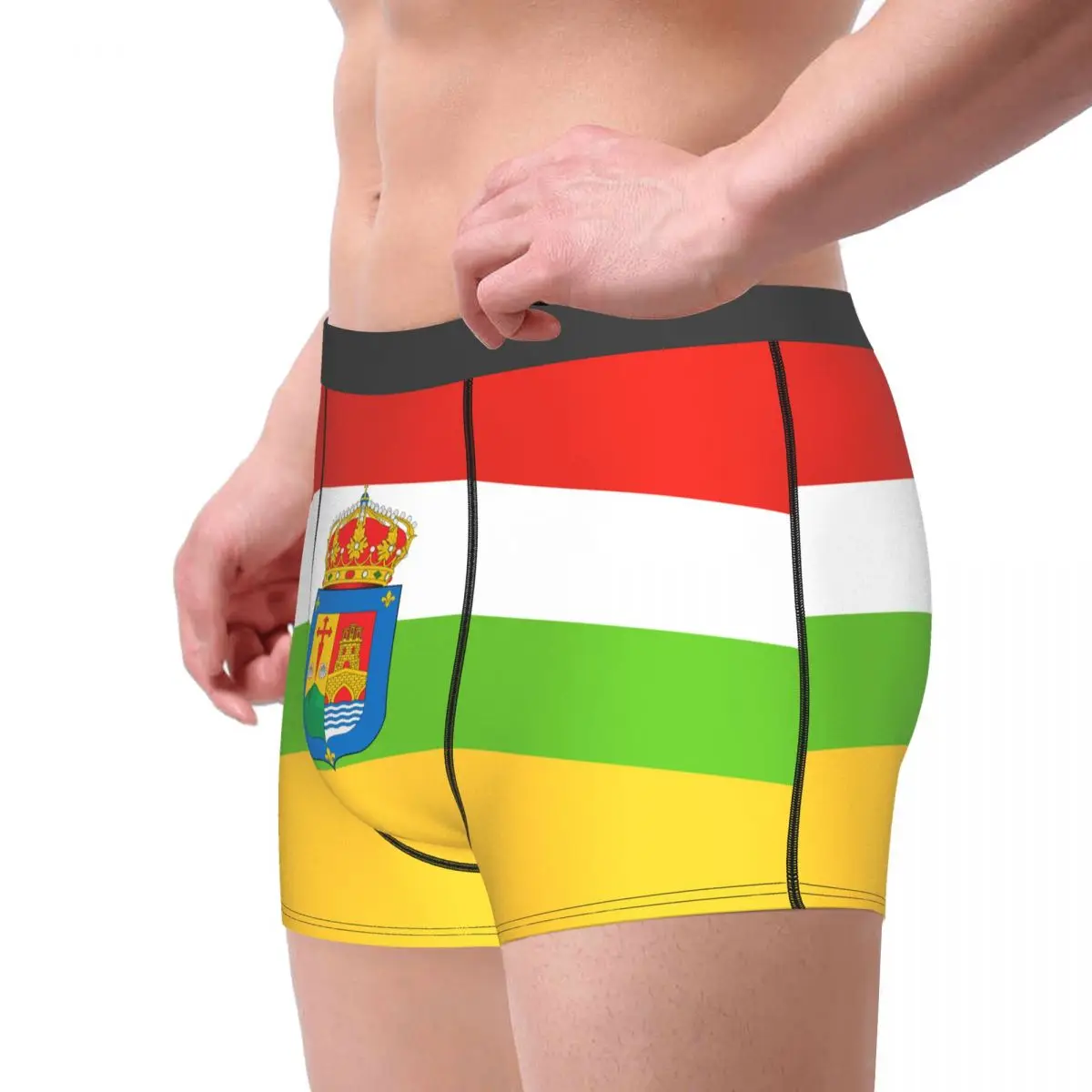 Flag Of La Rioja (with Coat Of Arms) Men's Boxer Briefs Flags of the autonomous communities of Spain Novelty elastic pants