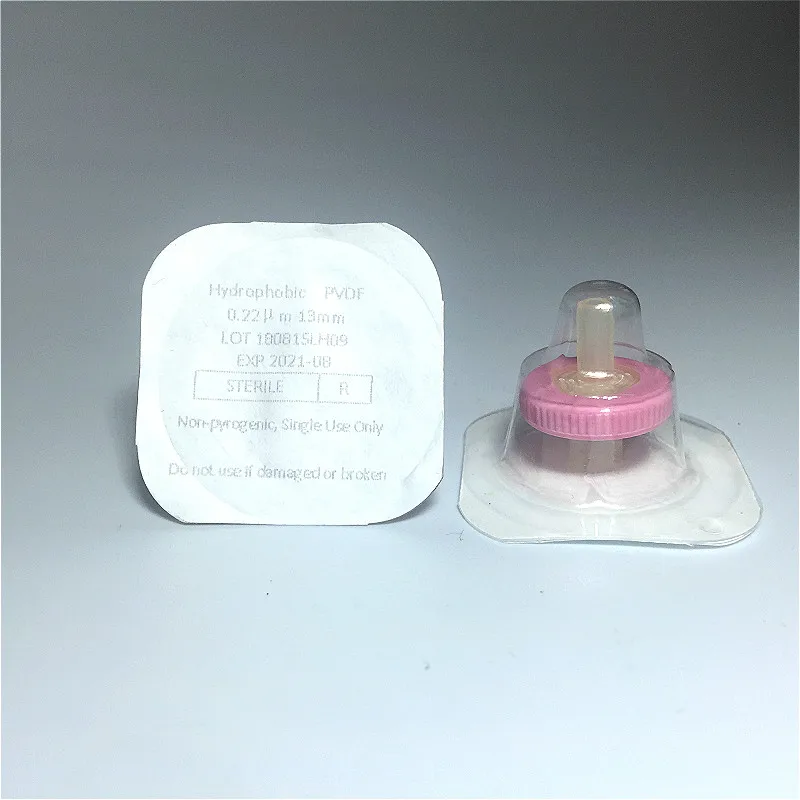 Стерильный шприцевой фильтр мембранный из PVDF диаметр 13 мм 0.22um GC инжектор игла