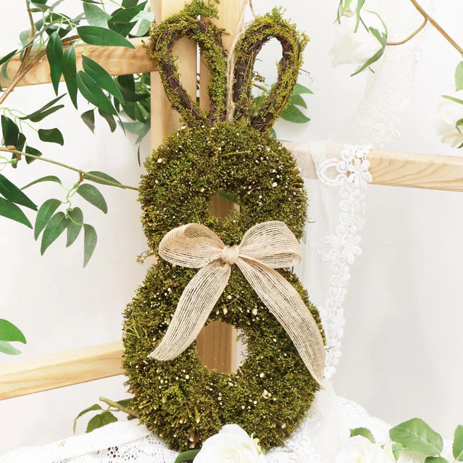 

Simulation Easter Bunny Wreath Garland ing Party Holiday Decoration