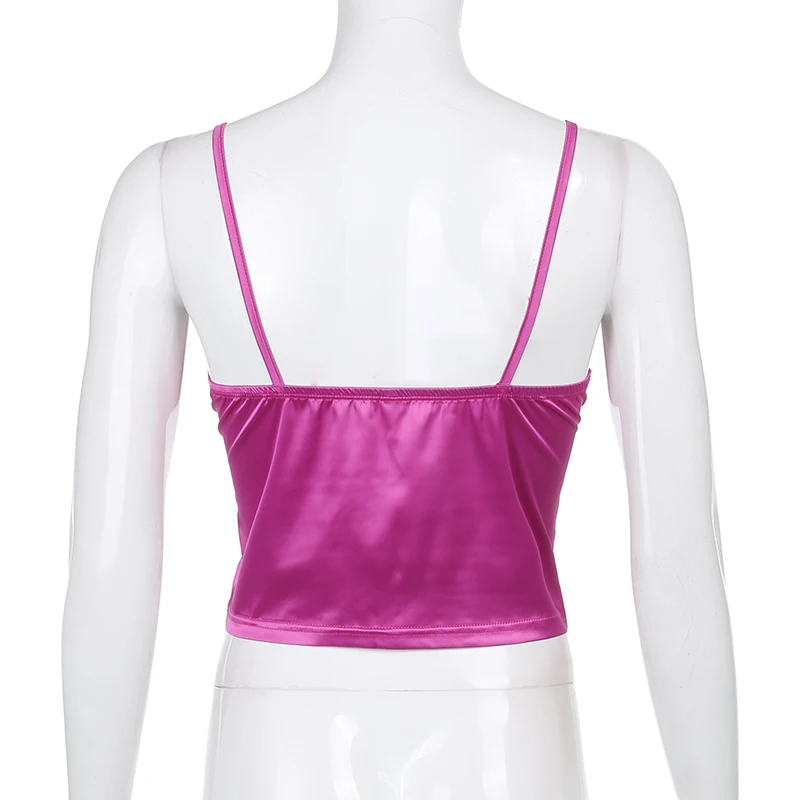 

IAMSURE Lace Trim Pink Bustier Camisoles Prairie Chic Low Cut Crop Top Casual Holiday Tank Tops Female 2020 Spring Streetwear