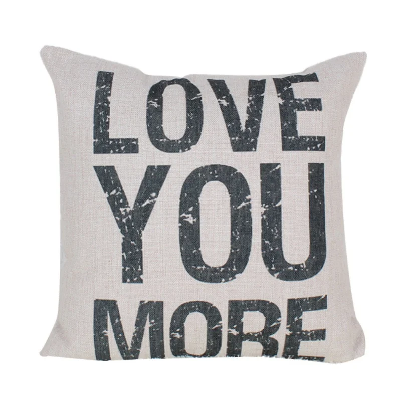 Модная наволочка с буквами из хлопка и льна для подушки черного белого цвета