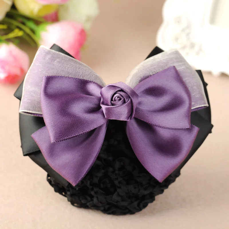 i-Remiel Stylish Ribbon Hair Cover Flower Bowknot Bun Net Snood Bow Hairpin Accesories Headdress Pin Lady Women | Украшения и