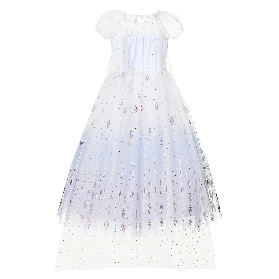 Белое платье для девочек Карнавальный костюм принцессы Эльзы королевы новый