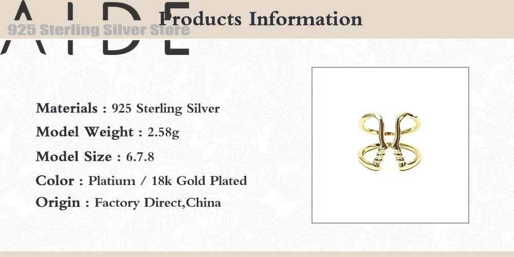 

Aide Original Design 925 Sterling Silver Bohemian Geometric Rings Sets Clear Crystal Stone Gold Chain Opening Rings Jewelry