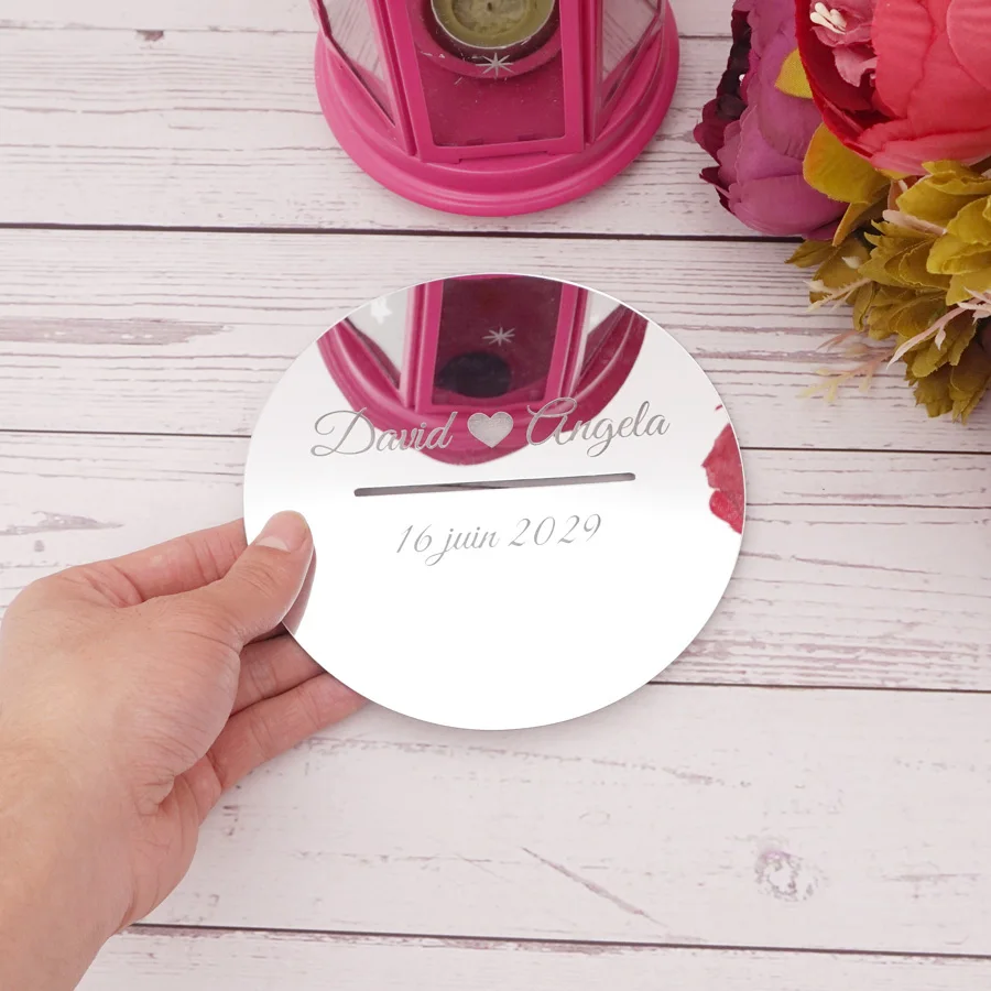 Пользовательское свадебное зеркало круглой формы с крышкой для губ длинным