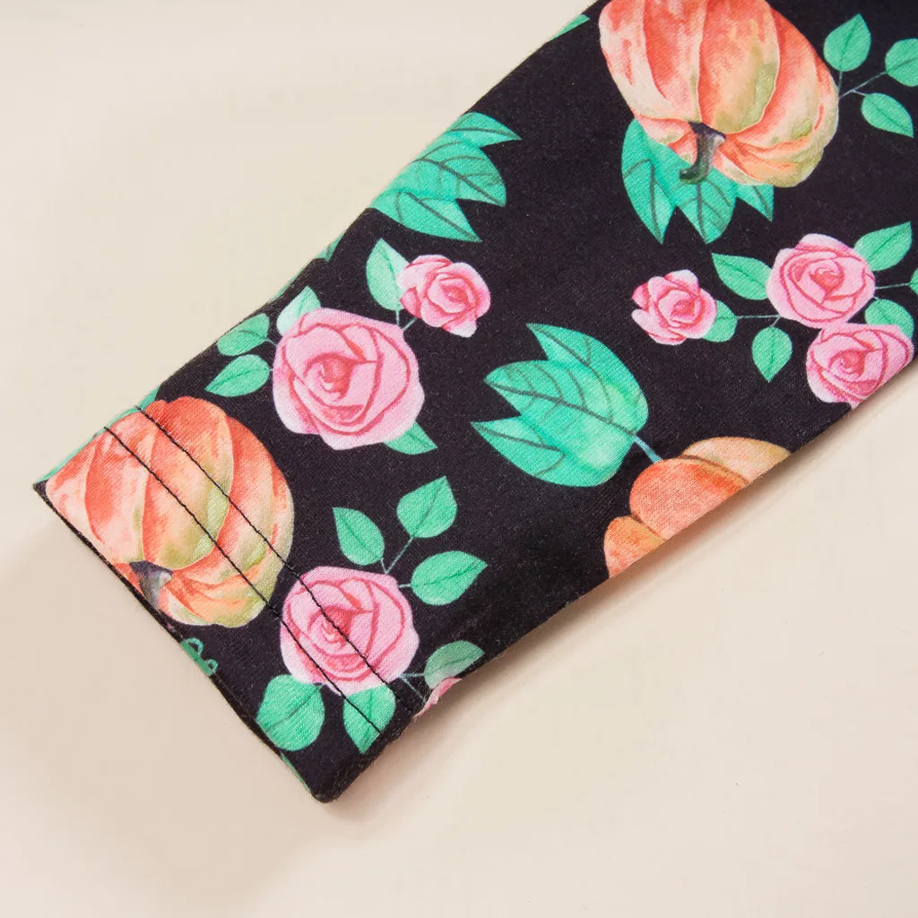 Зимние наряды для девочек Комбинезон с принтом тыквы на Хэллоуин маленьких