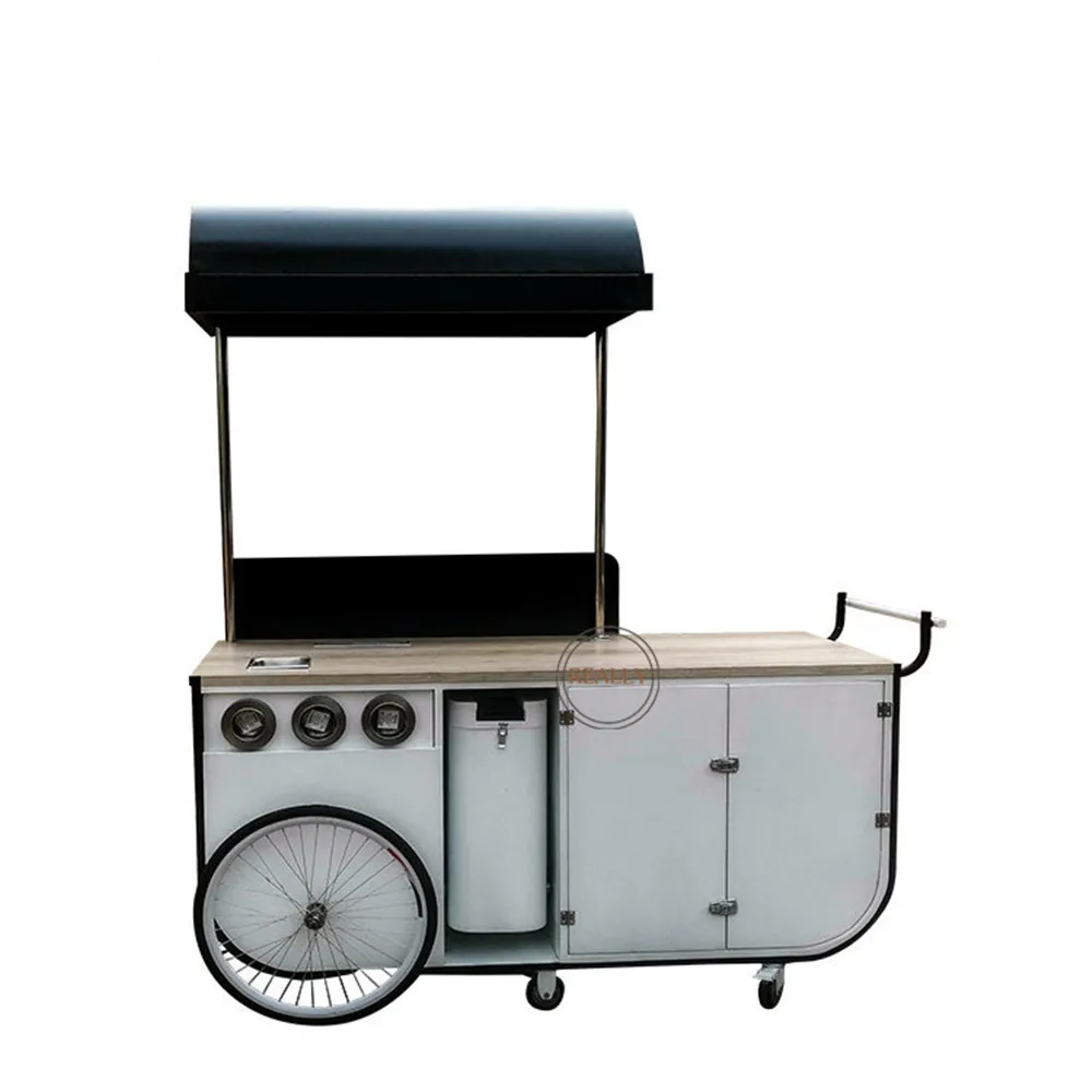 

Hand Push Coffee Cart Automatic Vending Car Outdoor Mobile Reverse Riding Tricycle