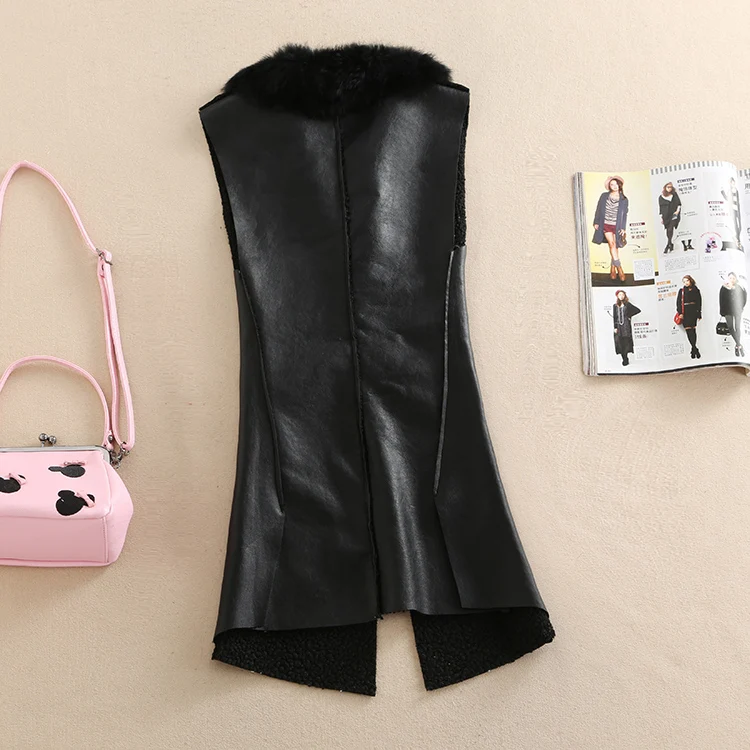 Женский бархатный жилет из искусственной кожи размера плюс 5XL длинный уличная