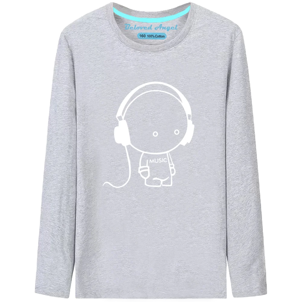 Camiseta de algod&oacute;n para chicas adolescentes, ropa luminosa de manga larga para ni&ntilde;os, con estampado de dibujos animados, para primavera y oto&ntilde;o-4