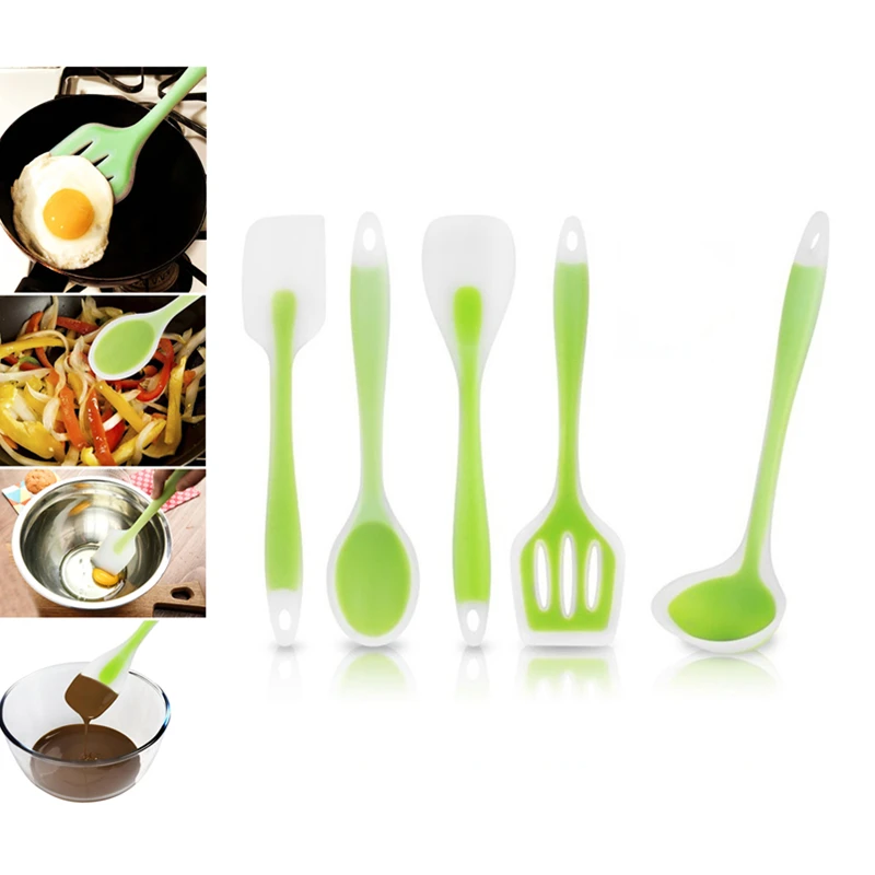 5 шт. антипригарная Силиконовая Термостойкая кухонная утварь ложка ковш для супа