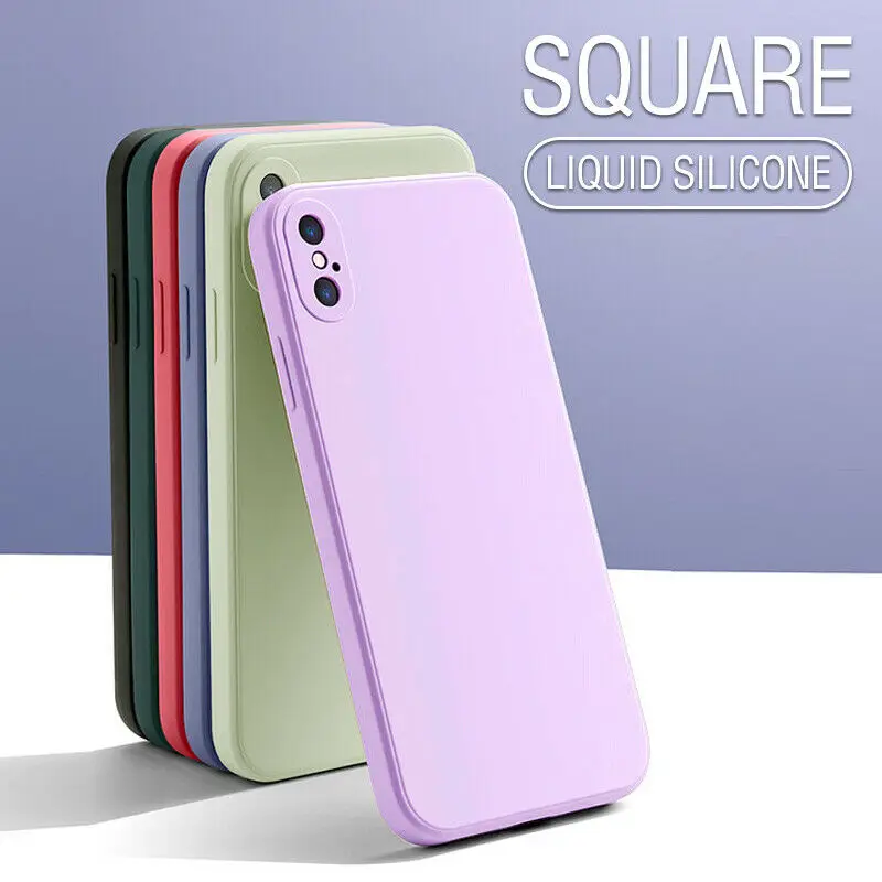 

Luxury Original Square Liquid Silicone Phone Case For iPhone 12 Pro Max Mini XS X XR 7 8 Plus 11 Thin Soft Cover Candy 6s Cases