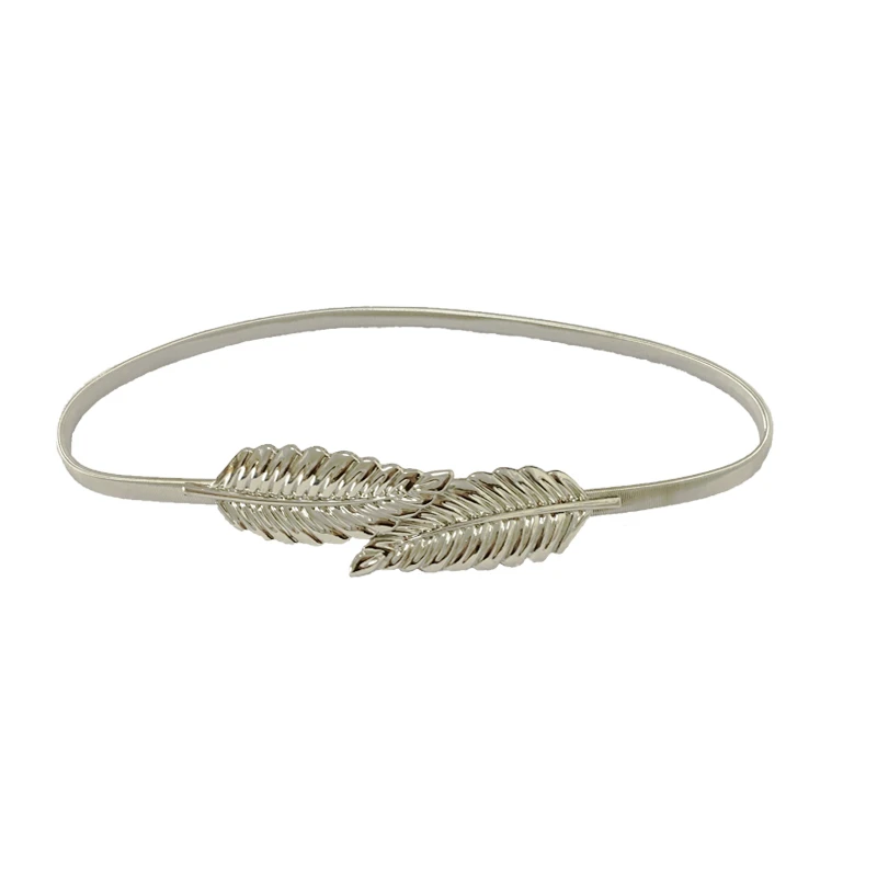 Модные Узкие металлические ремни женские золотые серебряные листья пояс для