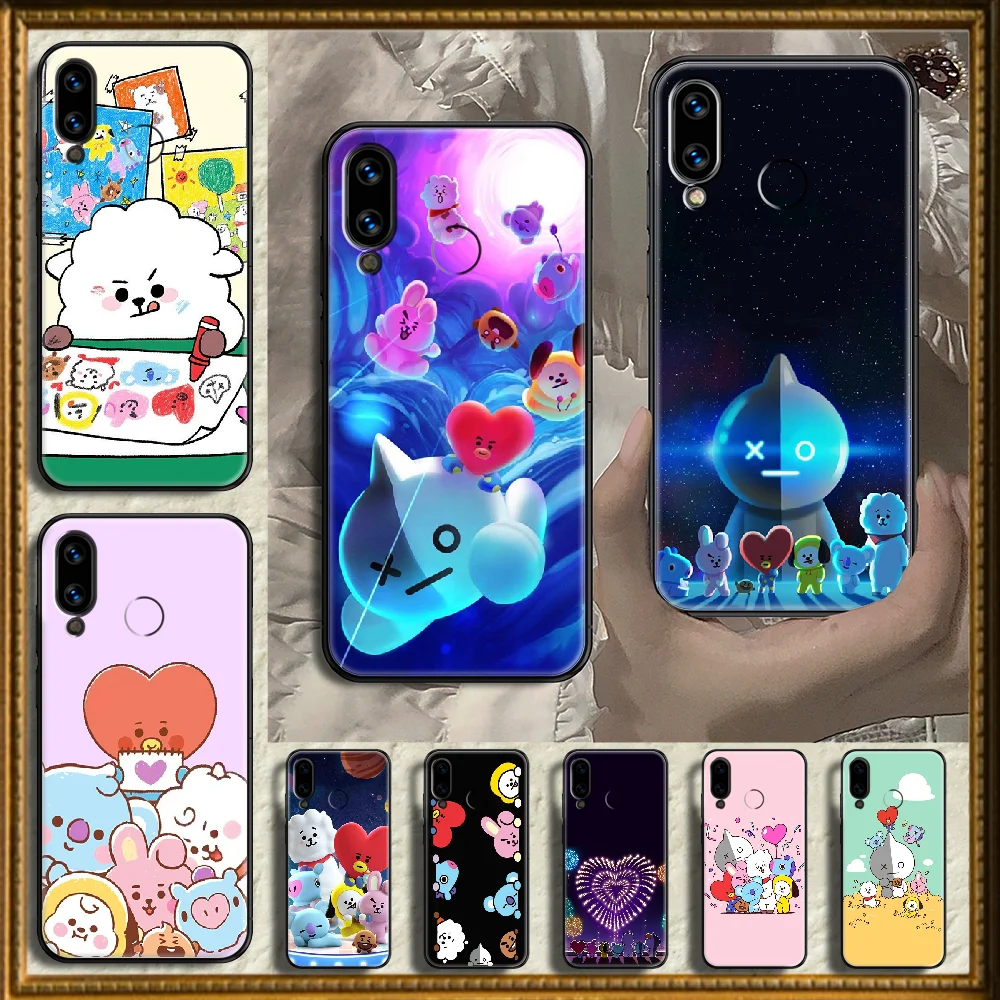 

Cute BT and 21 Cartoon Phone case For Huawei Honor 6 7 8 9 10 10i 20 A C X Lite Pro Play black painting shell silicone prime