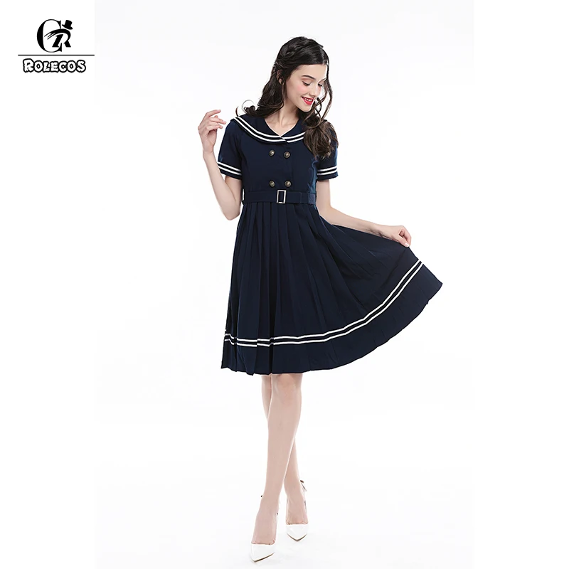 ROLECOS японская JK школьная форма матроска Косплей костюмы темно синее длинное