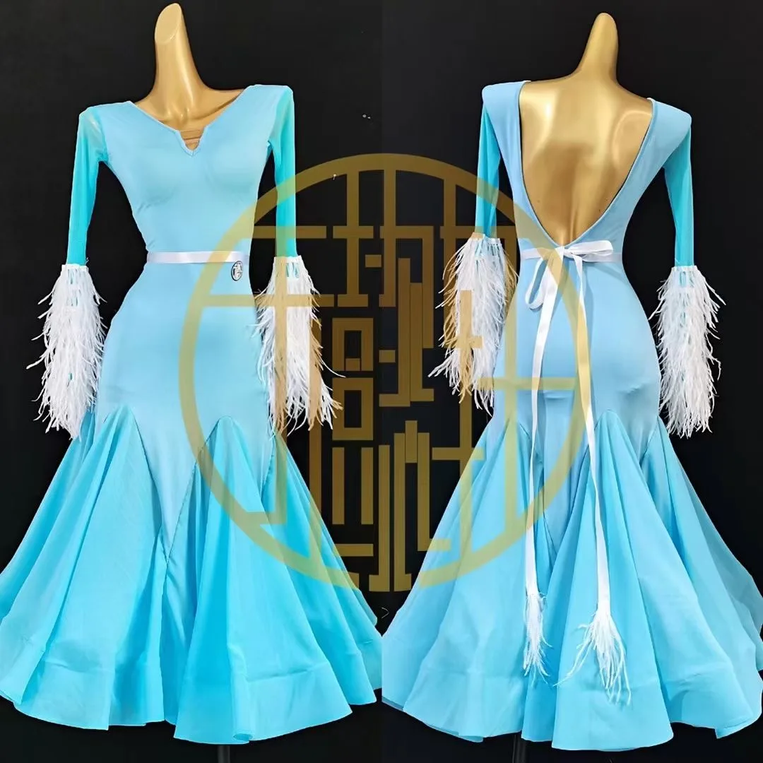 

Женский костюм для Бальных Танго, белое платье с длинным рукавом и цветочным принтом, без декора, для вечеринки