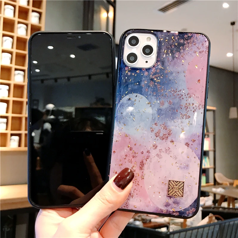 Блестящий блестящий чехол из золотой фольги для iPhone 7 8 6 6s Plus мягкий телефона ТПУ с