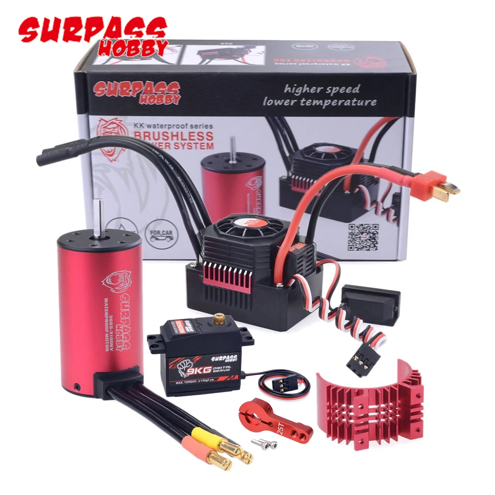 Водонепроницаемый бесщеточный двигатель Surpass Hobby 3665 2900KV с 80A 2 3S Lipo RC ESC S0900M 9 кг