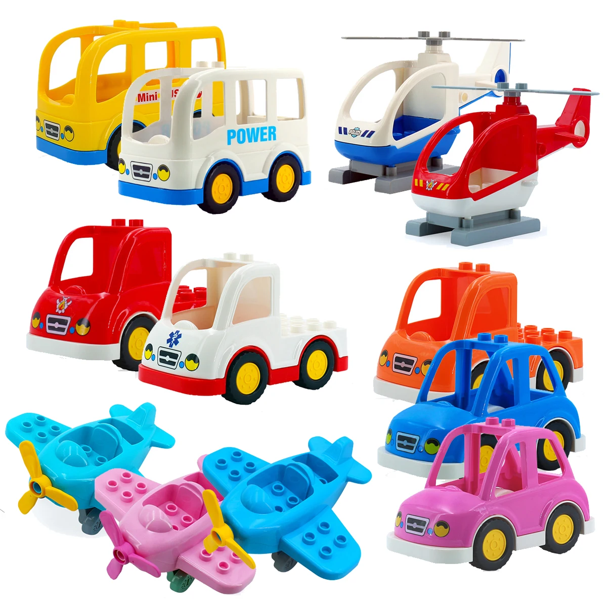 Piezas de bloques de gran tamaño para niños, bloques de construcción DIY, juguetes de ingeniería, coche, camión, tren, avión, accesorios de bloques compatibles con marca