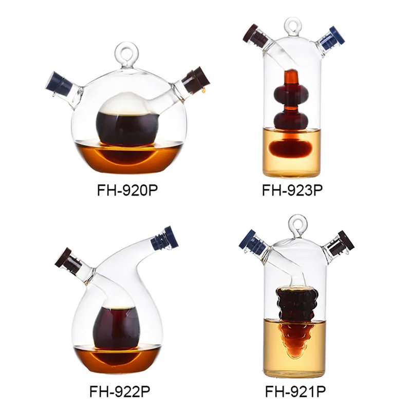Двухслойная кухонная бутылка для специй масла и уксуса стеклянная банка