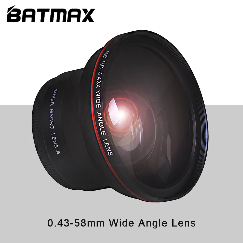 

Batmax 58mm 0.43x HD Wide Angle Lens (w/Macro Portion) for Canon EOS Rebel 77D T7i T6s T6i T6 T5i T5 T4i T3i SL2 60D 7D 70D