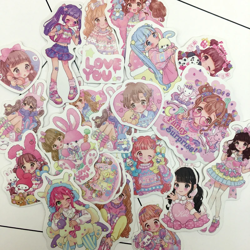 23 шт. Kawaii японский Стиль креативные милые девушки Стикеры ссамозакрывающийся