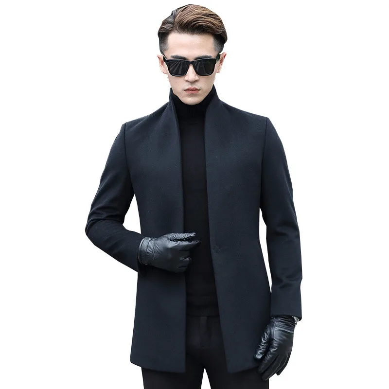 

100% Wool Coat Autumn Winter Jacket Men Woolen Coat Streetwear Windbreaker Outwear Mens Jacket and Coat Abrigo F-XR-17T-43MY1830