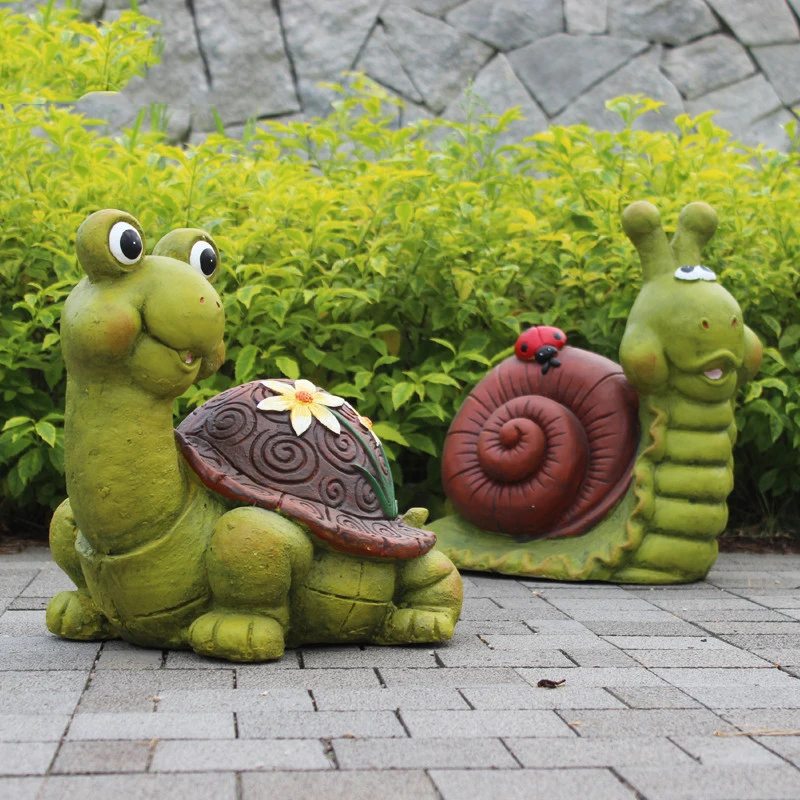 

Villa Courtyard Simulation Animal Decoration Cement Cartoon Snail Turtle Ornaments Outdoor Landscape Sculpture Figurines Crafts