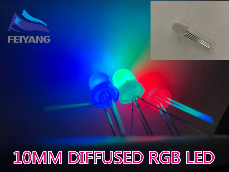 20 шт 10 мм полный Цвета RGB светодиодный общий анод 20mA 3 цвета красного зеленого и