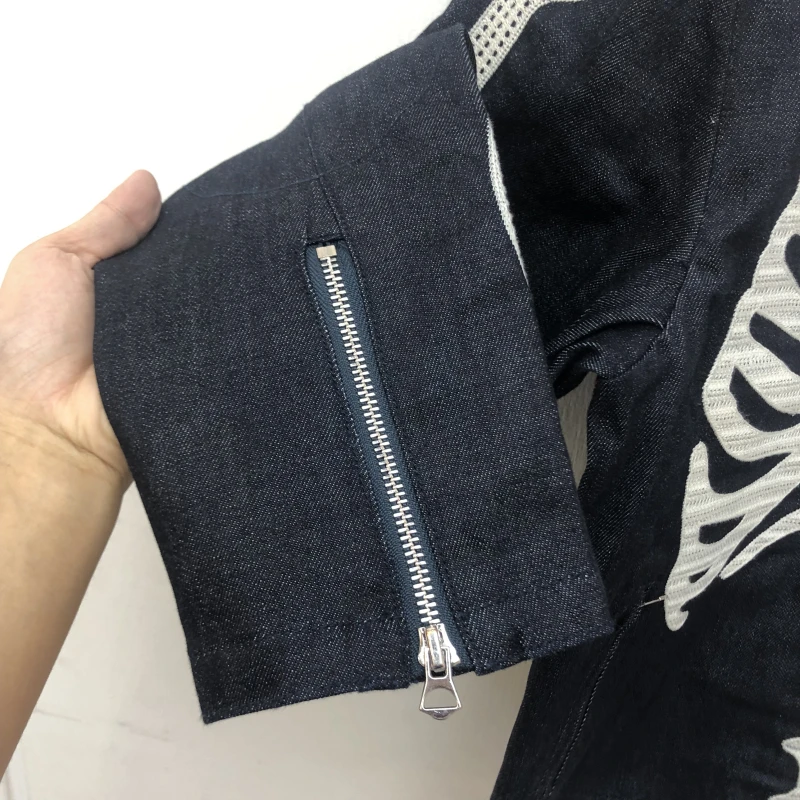 

Hip-Hop Full 2021FW Bone Embroidery KAPITAL Bomb Jacket Men Women 1:1 Best Quality Autumn Winter Zip Sleeves Denim Coat