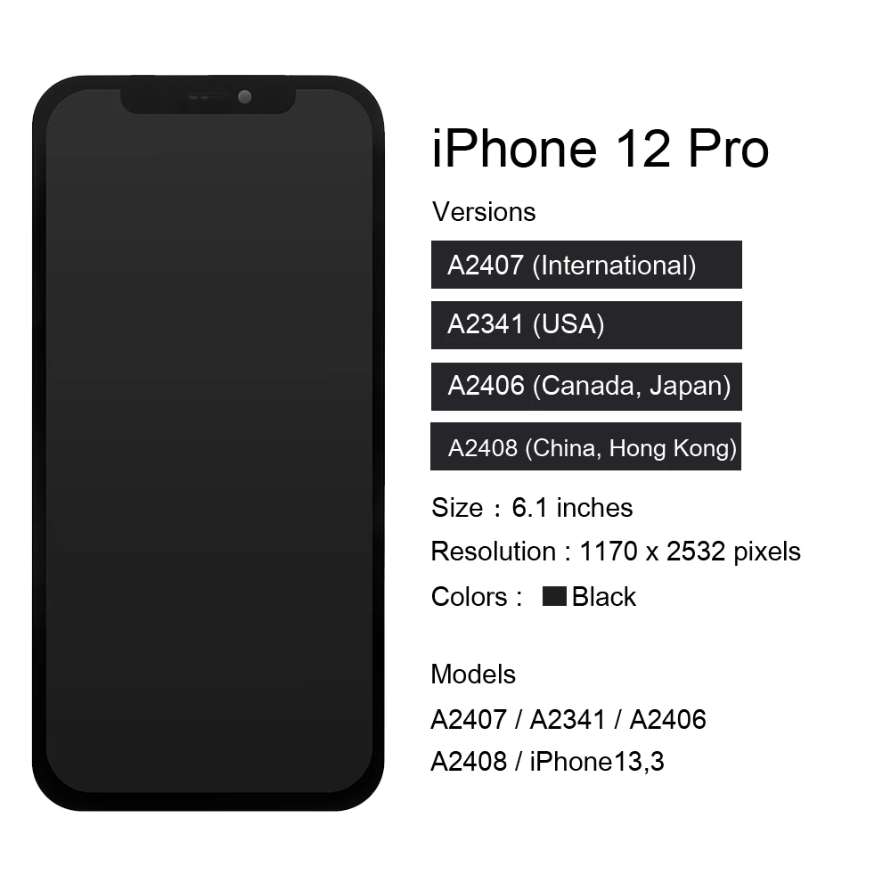 Pantalla LCD AAA incinc+ incell para iPhone 12, 12 Pro, montaje de repuesto de 5,8 pulgadas, digitalizador t&aacute;ctil-1