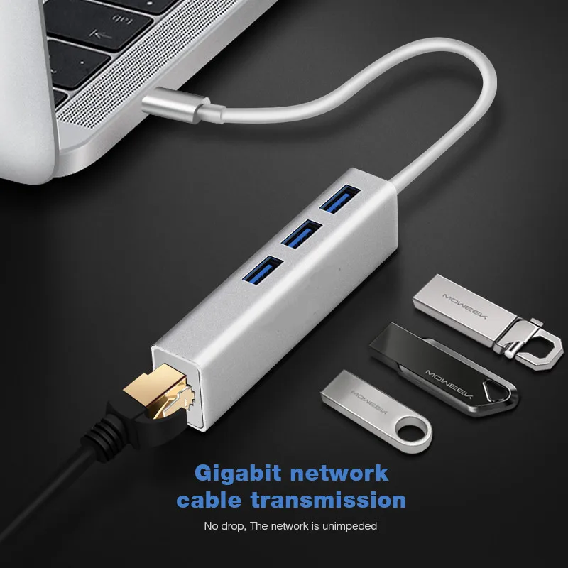 Сетевой адаптер 4 в 1 с USB 3 0 на Ethernet Тип c 1000 Мбит/с порта usb 0|USB-хабы| |